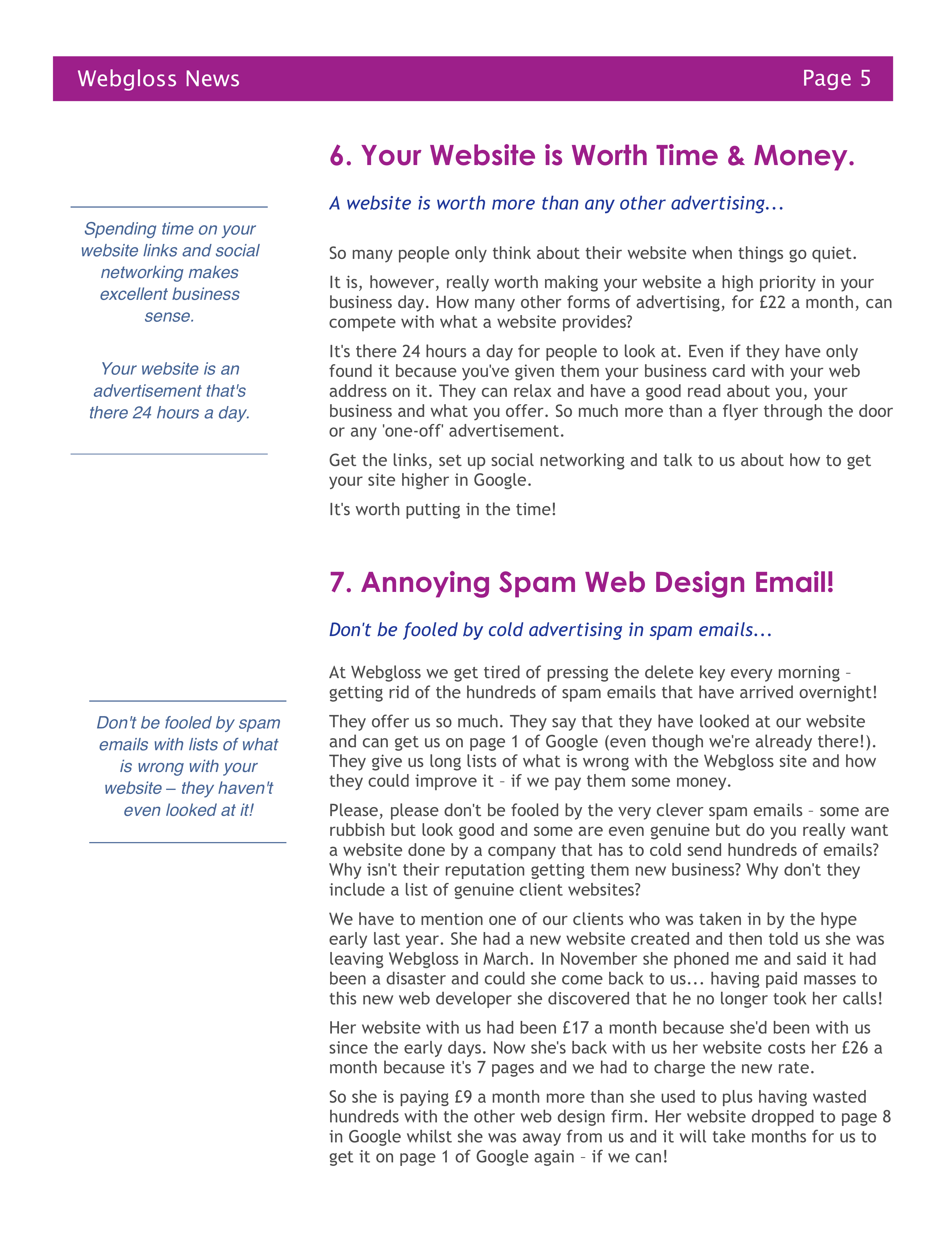 Webgloss 2017 Newsletter Page Five